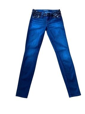 Stunning GUESS jeans Brittney dark blue black sequin skinny low rise size 26